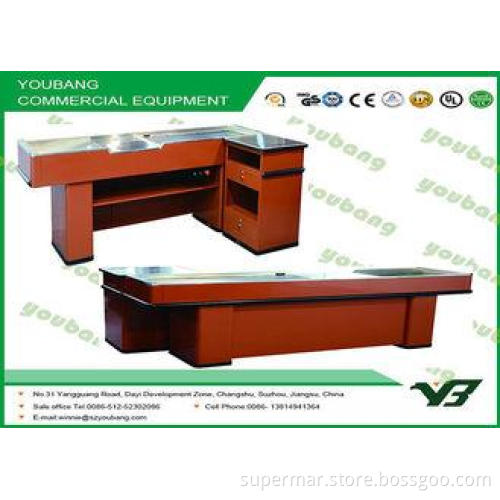Customized Supermarket Checkout Counter / Stainless Steel C